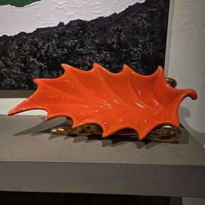 MCM Holly Leaf Ceramic Sleigh Bowl